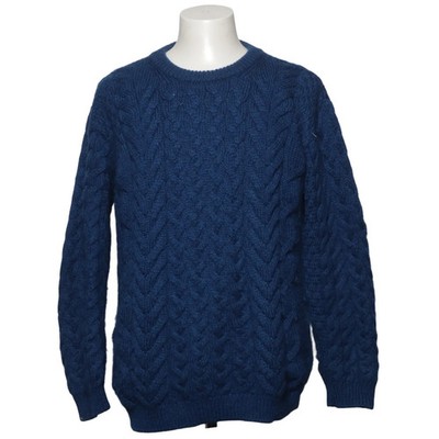 Aran Woollen Mills, Strickpullover, Größe: L, Blau, Zopfstrick, Herren #4VD