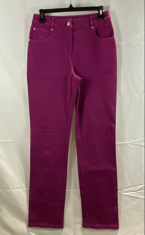 St John Women's Pants Magenta Straight Leg Gold Tone Hardware Size 2