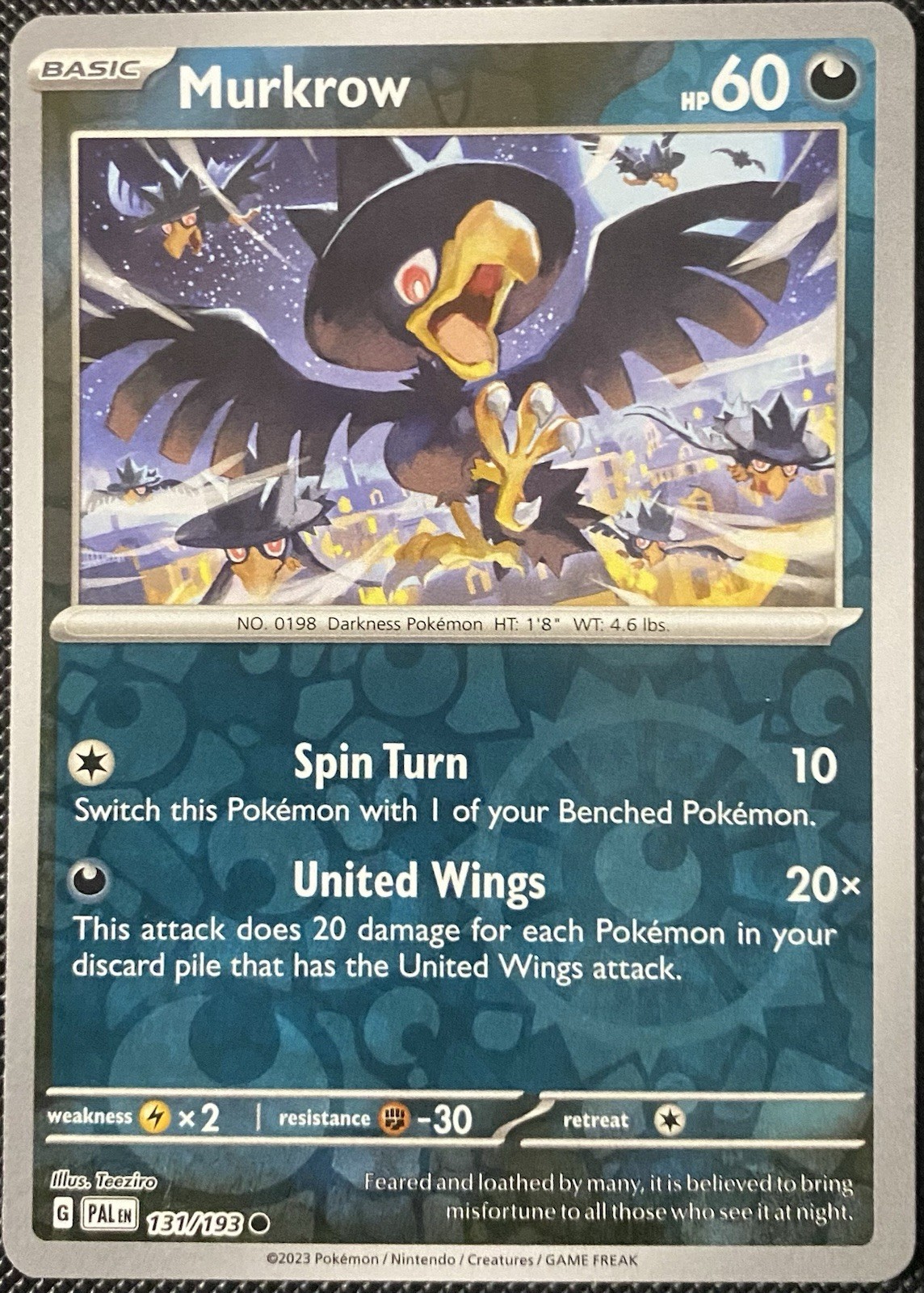 Murkrow 131/193 Sv02: Paldea Evolved Reverse Holo LP Pokémon