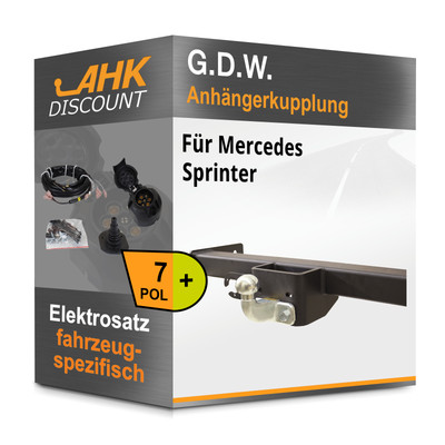 Für Mercedes Sprinter 18- G.D.W. Anhängerkupplung starr + 7polig E-Satz AHK AHZV