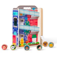Melissa Doug GO Tots Wooden Town House Tumble with 6 Disks - FSC Certified