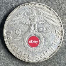 2 Reichsmark 1937 G Drittes Reich Hindenburg 8 g .625 Silber KM#93 K200626AC