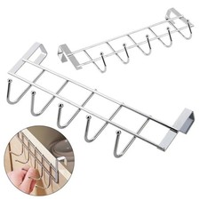 5 Hooks Over Cabinet Door Hangers Cupboard Kitchen Bathroom Wardrobe Towel Coat