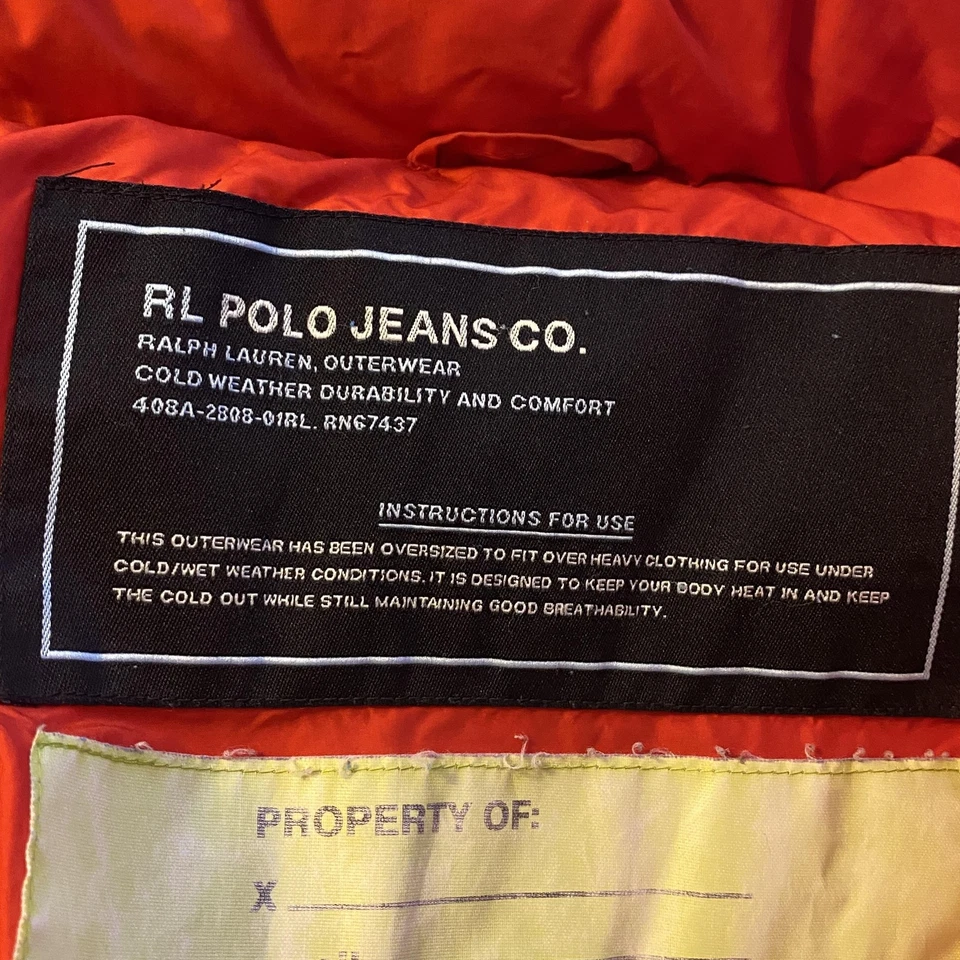 Polo Jeans Company Ralph Lauren Puffer Chaqueta Mujer Grande Rojo Abrigo con Capucha Foto 3 de 4