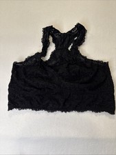 Torrid Curve Bralette Womens 1 Black Excellent Floral Lace Trim V-Neck Wire-free