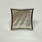 Fine NF Thailand 925 Sterling Silver Big Square Mother Of Pearl Ring Size 6 — photo 4
