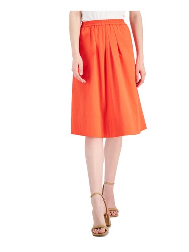 DONNA KARAN NEW YORK Womens Orange Lined Elastic Waist Pull On A-Line Skirt L - Picture 9 of 11