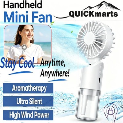 NEW Handheld Mist Fan With Water Humidifier Cooler Rechargeable Hand Spray Fans