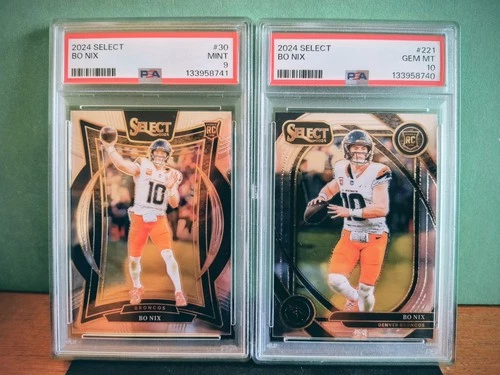 (2) BO NIX RC PSA 10 GM / 9 MINT 🐎 2024 PANINI SELECT #30 & #221 Club Broncos