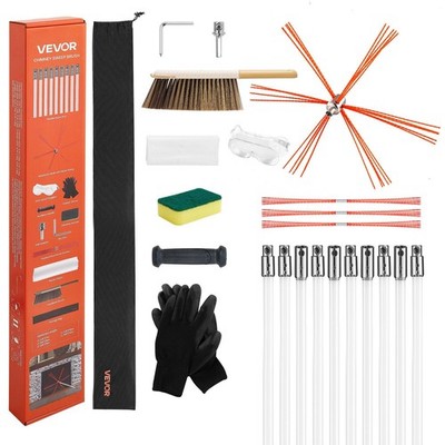 33ft 90-degree Flex Chimney Sweep Kit w/ Bristle Replacements & Goggles