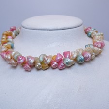Vintage Pastel Trochus Shell Adjustable Women's Spring Beach 16" Necklace