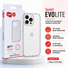 Tech21 (iPhone 13 PRO MAX) Frosted Clear Case, Shockproof, Flexible Gel Cover