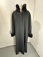Steve by Searle black wool blend coat vintage fur trim size 4 EUC Made in USA