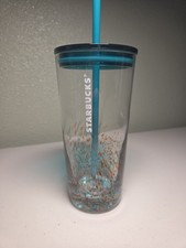 Starbucks Tumbler Clear Glass Orange Green 18oz Fascinating Flips