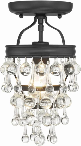 Calypso Matte Black 1-Light Semi Flush Mount Ceiling Light Fixture - Picture 3 of 5