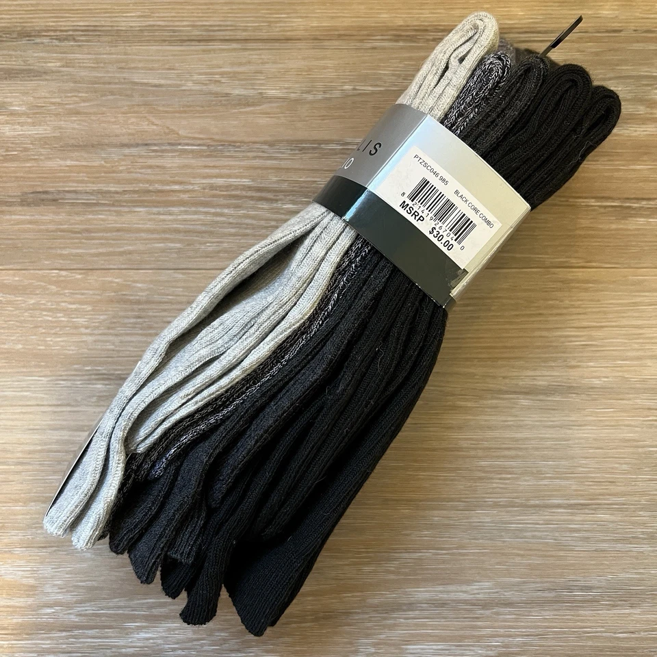 Paquete de cinco calcetines profesionales de negocios Perry Ellis para hombre talla 7-12 nuevos con etiquetas negro gris Foto 4 de 4