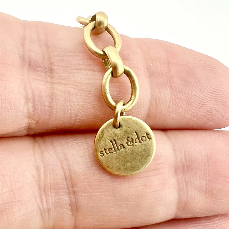 "Collar gargantilla Stella and Dot cuero tono dorado firmado 17""" Foto 3 de 4