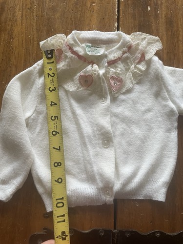 Lot Vintage Tiny Tots Dress Cardigan Sweater Size 6-9 Mo Pink White Floral Baby - Picture 10 of 12