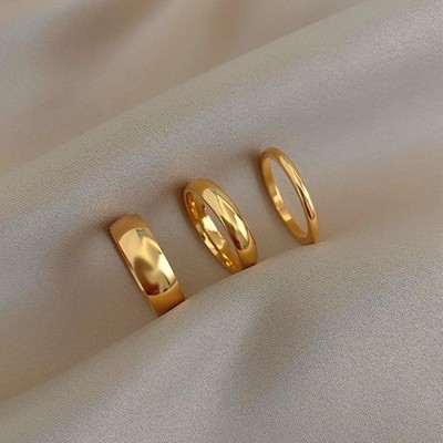 Unisex TI Stahl dünner Ring 18K vergoldet mit Strass für Hochzeiten Partys