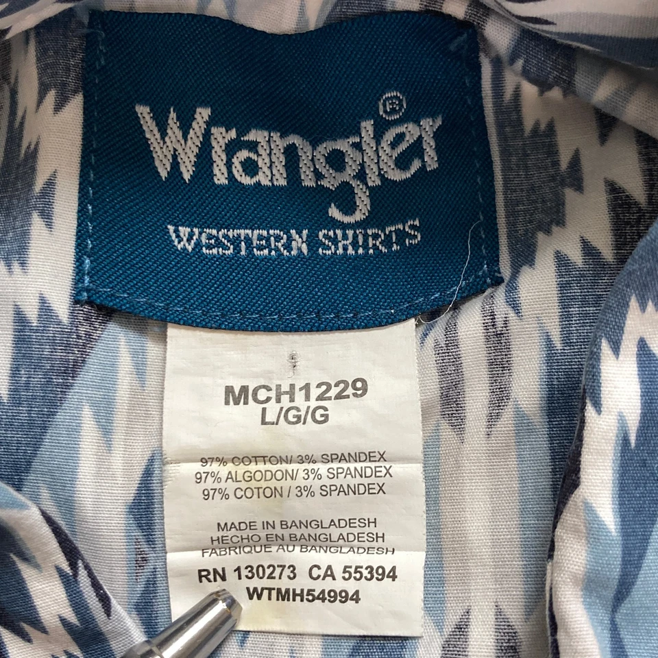 Camisa De Colección Wrangler Brushpopper Para Hombres Grande Azteca Perla Snap Vaquero Occidental Foto 4 de 4