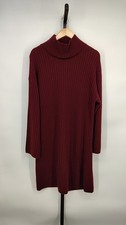 Quince Women Mongolian Cashmere Ribbed Turtleneck Mini Dress Rich Burgundy L