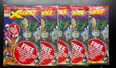 X-Force #1 (1991) Complete Set of 5 Sealed Polybags All Cards NM w/Deadpool Card