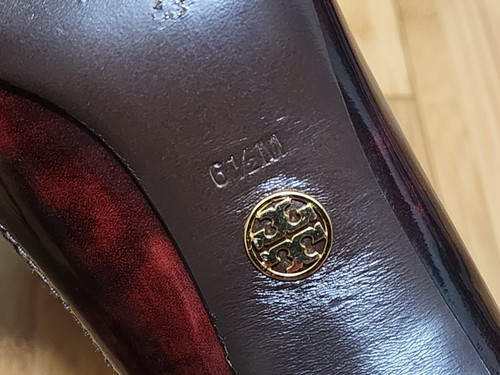 Tory Burch Femmes 6,5 M Rouge Cuir Verni Bout Pointu Chaton Talons Rouge Cerise - Photo 4/9