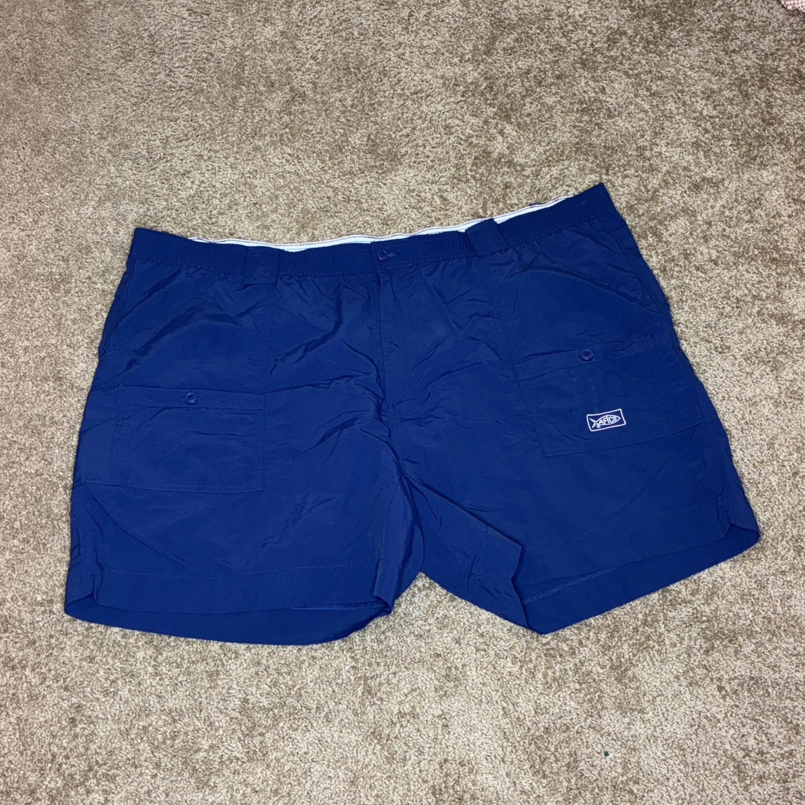 AFTCO Mens Fishing Shorts Size 54 Blue Cargo Nylon 6” Inseam Bluewater Nautical