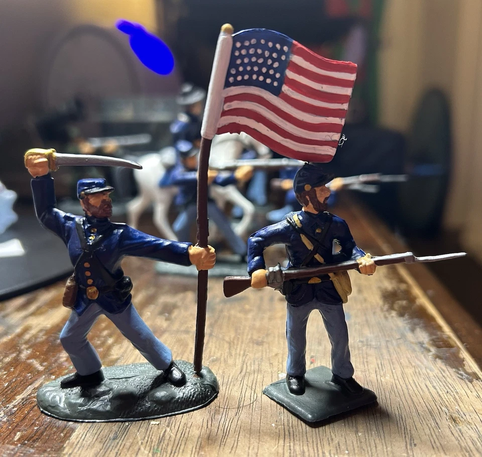 Infantería de la Unión ACW con oficial juguete pintado a mano soldados 54 mm 1/32 Foto 4 de 4