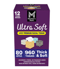 Member  s Mark Ultra Soft Tissues 3-Ply 960 Total 12 Boxes Thick