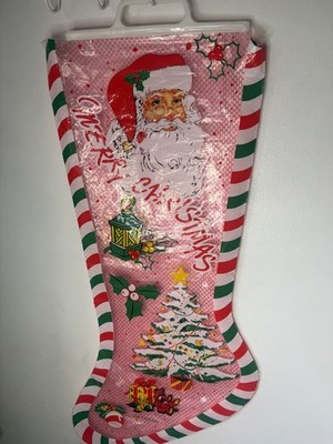 Vintage großer transparenter Kunststoff Weihnachtsstrumpf 80er Retro Kitsch (3) (g3)