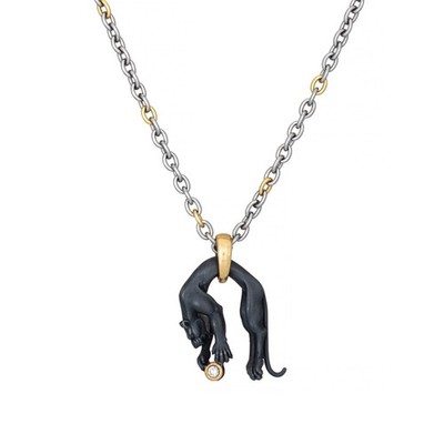 Carrera y Carrera Panther Necklace Diamond 18k Gold Steel Signed Jewelry 2000s