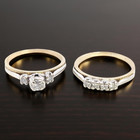 VINTAGE ESTATE SOLID 14K YELLOW GOLD DIAMOND 2 RING WEDDING SET SIZE 6 #8151 — photo 2
