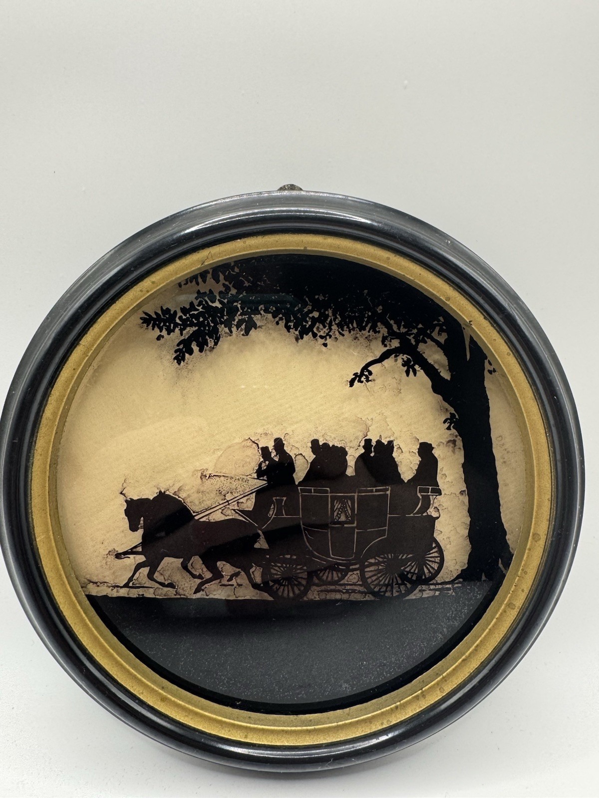 Vintage Pair 1930's C&A Richard's Silhouette Round Framed/Old Mail Coach #319/20 thumbnail 4