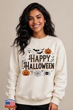 Happy Halloween Sweatshirt Cute Ghost Spooky Fall Autumn
