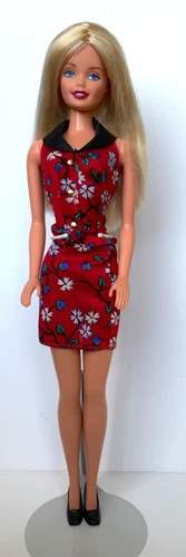 Mattel 1998 Barbie In Style Vintage Barbie Doll with Red Floral Dress