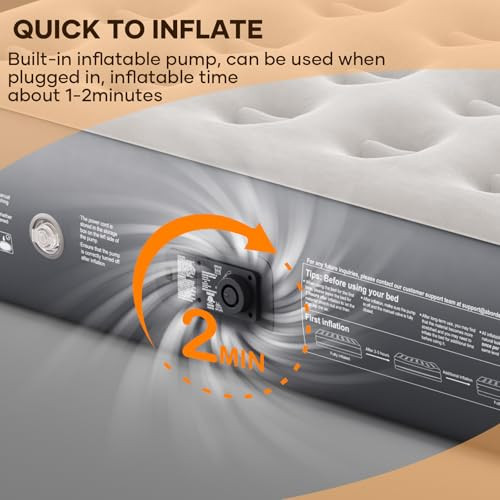 Vollluftmatratze mit integrierter Pumpe, 13 Zoll erhöhter Komfort, robust aufblasbar - Bild 6 von 8