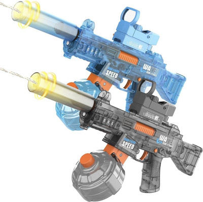 Electric Water Gun w/ Drum Tank, Rechargeable Battery, USB, Blue/Black