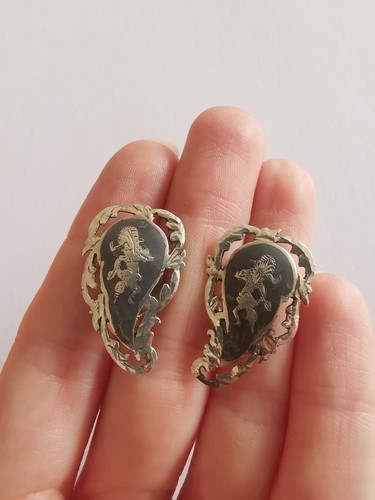 Sterling Silver Clip On SIAM Earrings *Tarnished* R9L