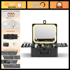 Lighted Makeup Box with Detachable Mirror, Waterproof Travel Case, Organizer  D