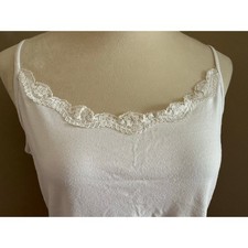 Authentic Vintage Y2K White Lace Trim Layering Cami Tank Size Large Cottagecore