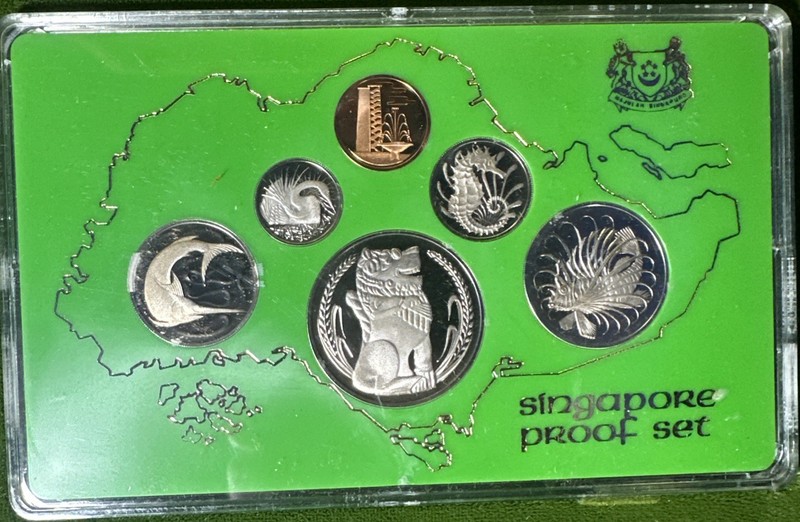 1976 Singapore 6 Pc Uncirculated Proof Coin Set In Original Packaging 