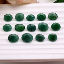14 Pcs Natural Colombian Emerald 9mm-12mm Oval Cut Stunning Loose Gemstones Lot