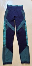 Pink Cool & Comfy Womens Blue Striped Compression Yoga Pants Size Small Petite