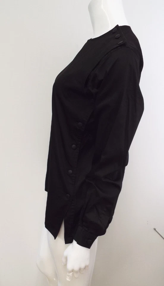 Blusa túnica vintage años 70 Yves Saint Laurent Rive Gauche negra con botones laterales 42 YSL Foto 4 de 4