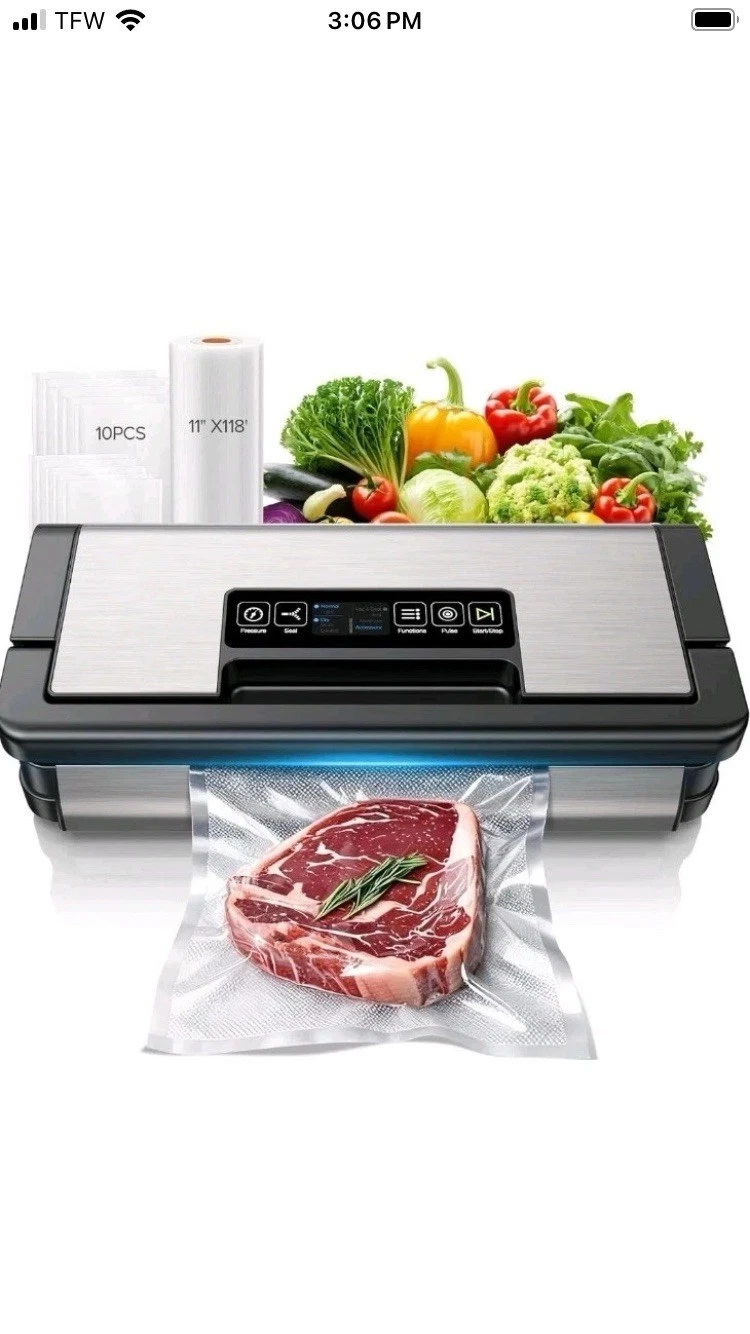 95Kpa Vacuum Sealer Machine, Fully Automatic Food Sealer, Touch Display, 10-In-1