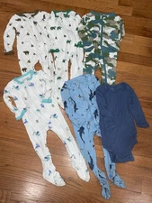 Lot Boys Kyte Baby Bamboo Zipper Pajamas Sleepers Size 6-12 Months