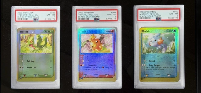 2003 POKEMON BLACK STAR PROMO REVERSE MUDKIP TREECKO TORCHIC PSA 8 SEQUENTIAL