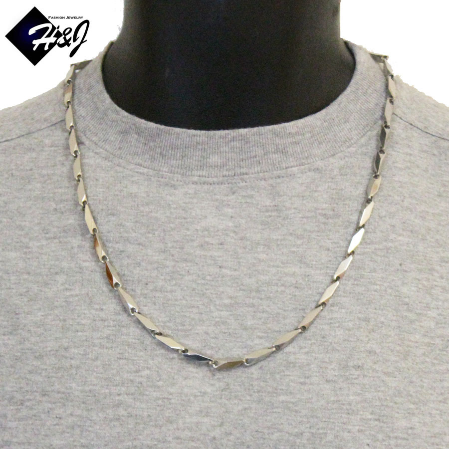 Men's 24" Stainless Steel Arrow Link Bullet Chain Necklace & Bracelet Set - 4mm Width, Silver 5 thumbnail image