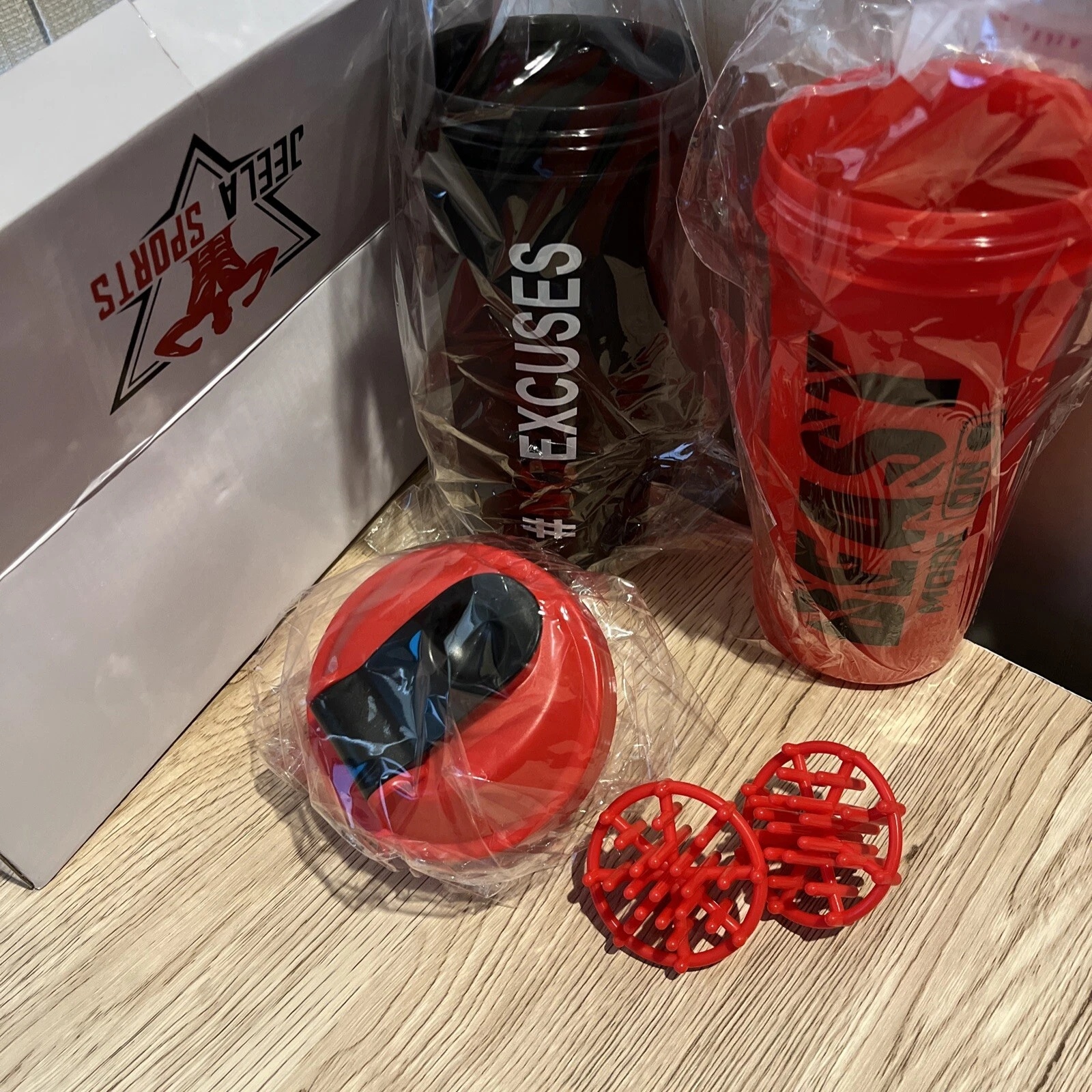 2 PK Protein Shaker Bottles for Protein Mixes W 2 Shake Balls 24Oz "Beast Mode..